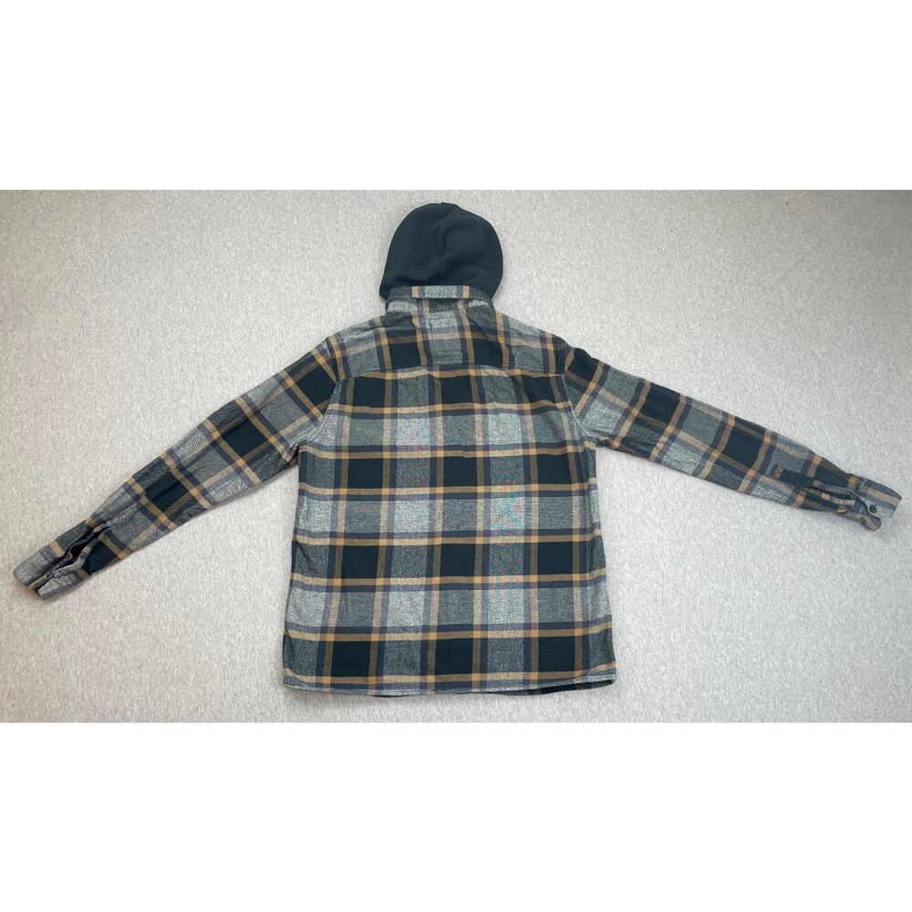 Hollister Shirt Mens Medium Plaid 100% Cotton Hooded‎ Button Up Long Sleeve - Picture 2 of 8